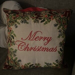 Festive Merry Christmas Pillow Case  with Holly Design